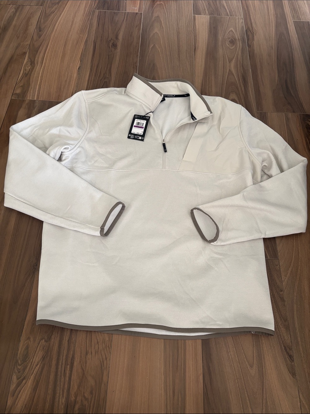 💕NWT! Men's Quarter-Zip Fleece Pullover - Cream